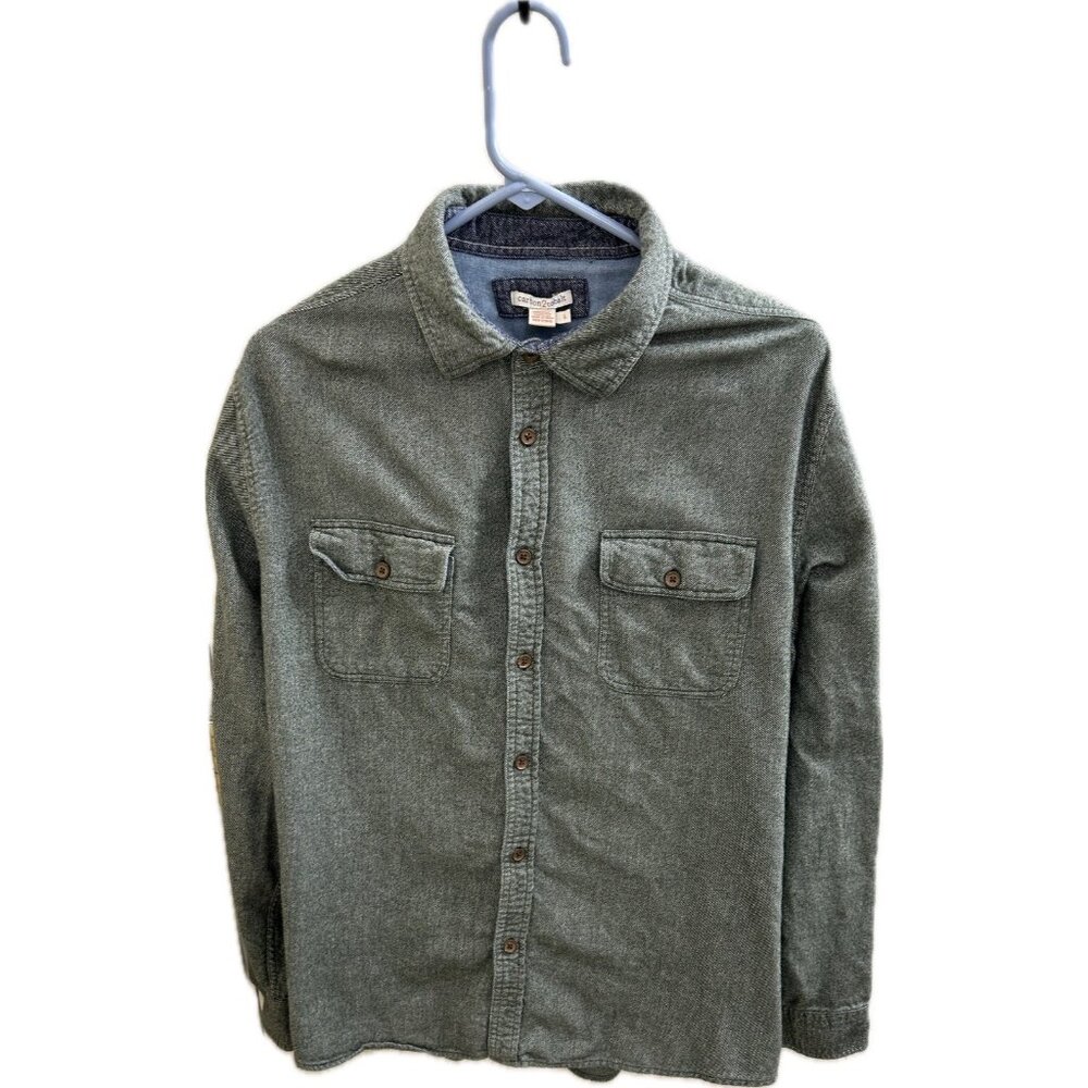 Carbon 2 Cobalt Shirt Mens Extra Large Green Chambray  Cotton Yak Long Sleeves